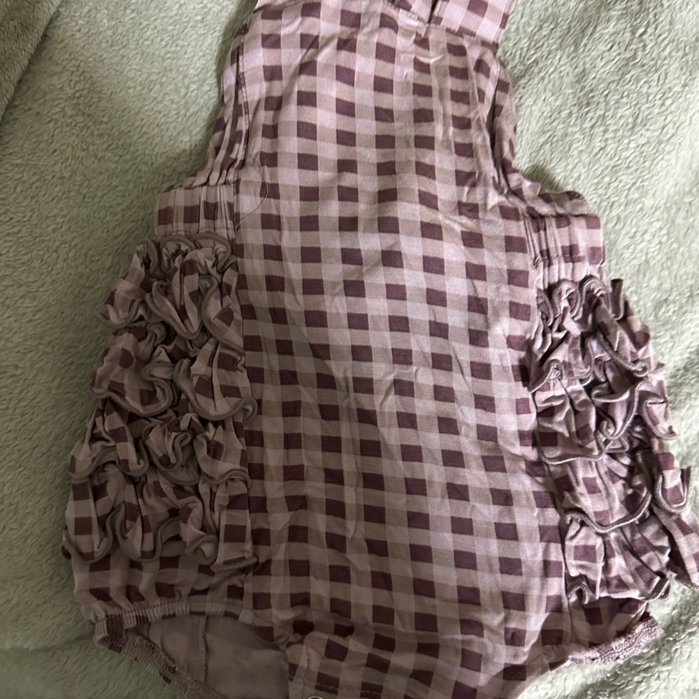 Kate Quinn Organic Cotton Ruffle Bubble Romper | 3–6 Months | Gingham | NWT